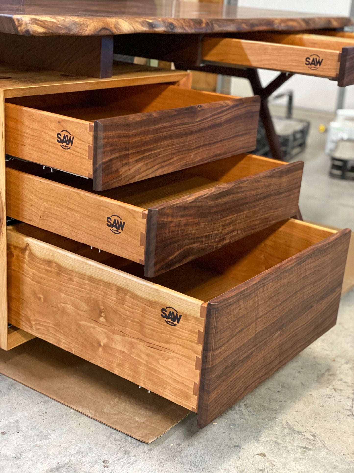 Custom Modern Rustic Modern Walnut Desk