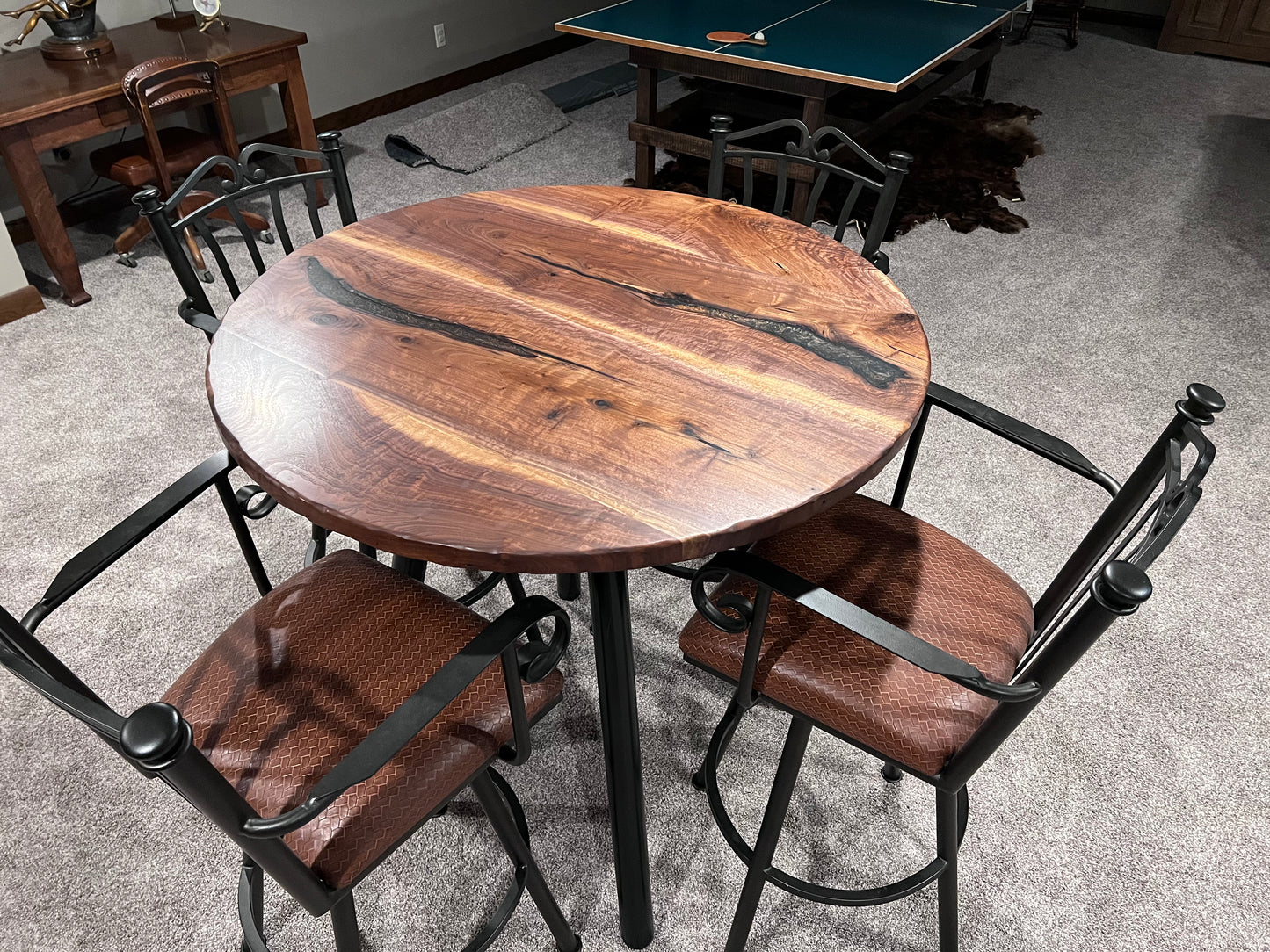 Custom (Size) Walnut Round Pub Table
