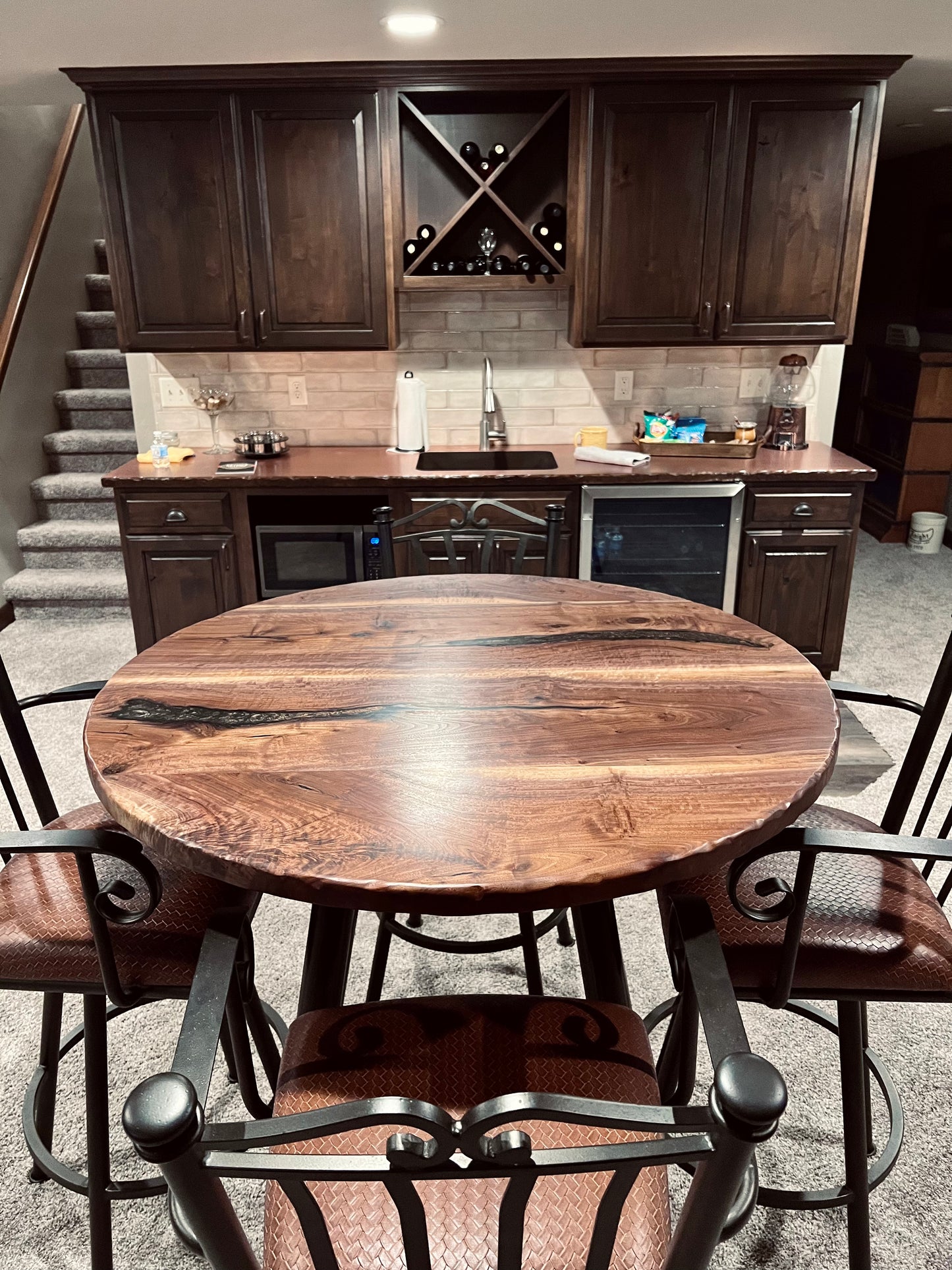Custom (Size) Walnut Round Pub Table