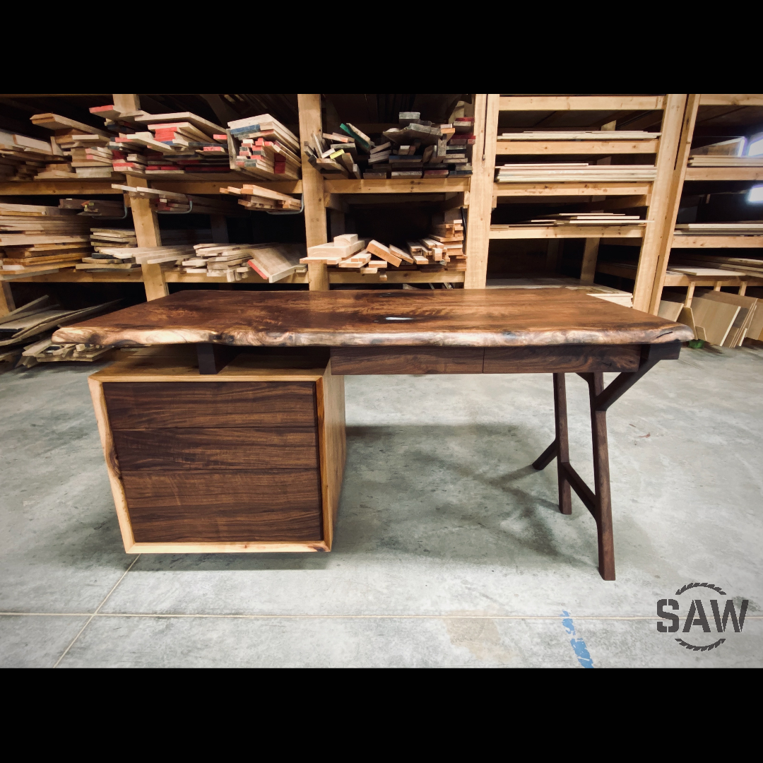 Custom Modern Rustic Modern Walnut Desk